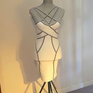 Fashion Nova Woman's White & Black Sleeveless Dress , Size: S